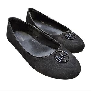 Michael Kors Black Rover Academia Faux Suede And Patent Girl's Flats Size 4